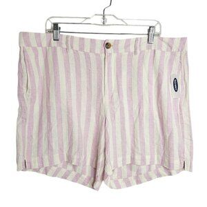 NWT OLD NAVY Linen Everyday Shorts PURPLE WHITE STRIPE size 16 High Rise Beachy